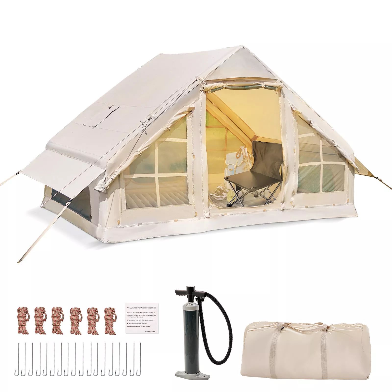 SLSY Inflatable Tent with with Mesh Windows & Doors Waterproof Tent & Pump for 6