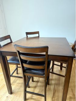 Counter Height Wood Dining Table and 4 Chairs (Raymour & Flanigan)