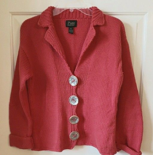 Pure Pink HandKnit Cardigan Sweater-Size: M/L