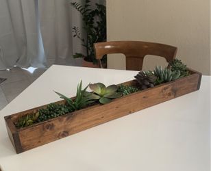 Faux Succulents In Wooden Plant Box