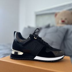 Louis Vuitton Brown/Black Canvas and Suede Run Away Sneakers