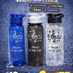 Music Is My Life 24oz Premium Water Bottles – Leakproof BPA Free 🔥