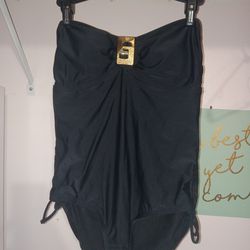 Womens Sofia Vergara Black One Piece Swimsuit Tummy Slimming Size Small New Without Tags
