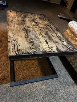 Rustic Wood and Metal Coffee Table