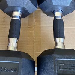New Pair Of 25 Pound Dumbbells