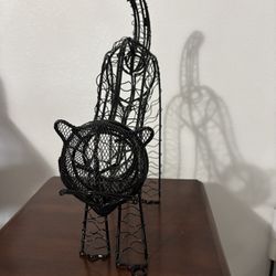 Metal Black Cat Halloween Sculpture