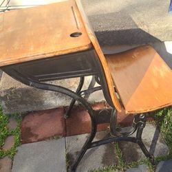 Rare Antique American Seating Co. Cast Iron Folding School Desk - Circa 1(contact info removed)