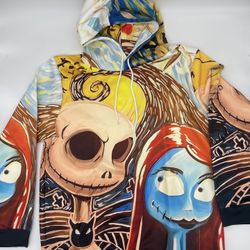 Jack Skellington and Sally, Starry Night Lightweight Hoodie, XL *BRAND NEW*