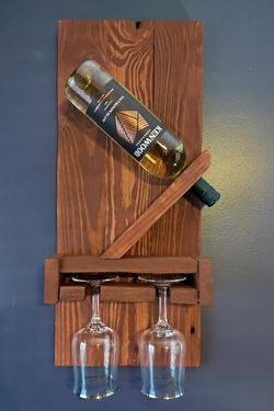 Wooden Wine Rack with Glass Holder