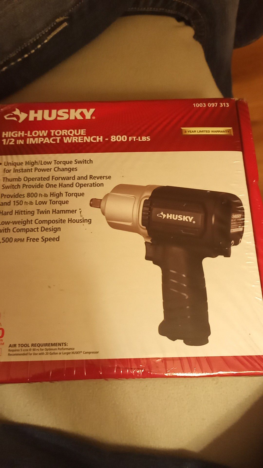 Husky high low torque 1/2 inch impact wrench 800 foot pounds
