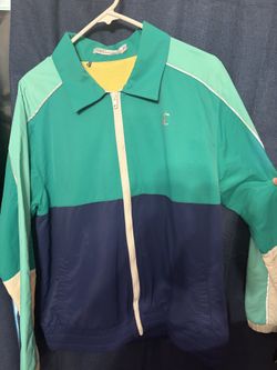 Criquet Teal & Navy Colorblock Bomber Jacket Medium