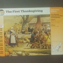 1994 Grolier The First Thanksgiving Plymouth Colony Massachusetts 1621 Pilgrims Indians Large Over-sized Card Collectible Vintage