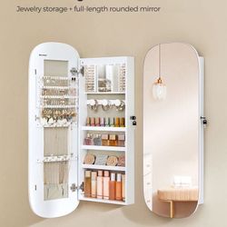 Jewelry Organizer, LED Jewelry Cabinet Wall or Door Mounted