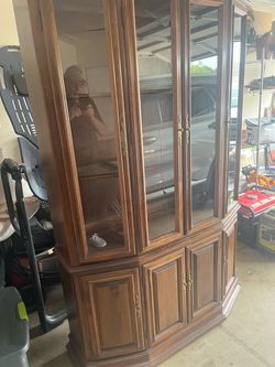 Wood China Cabinet with Glass Doors