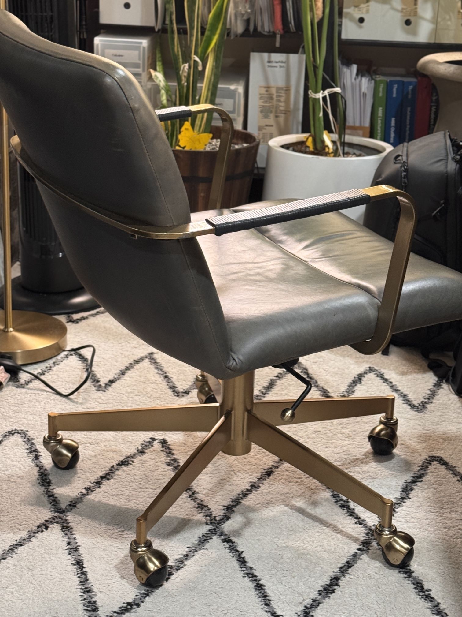 West Elm, mid-century leather office chair