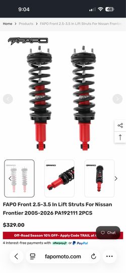 FAPO Front 2.5-3.5 In Lift Struts For Nissan Frontier 2005-2026 PA192111 2PCS