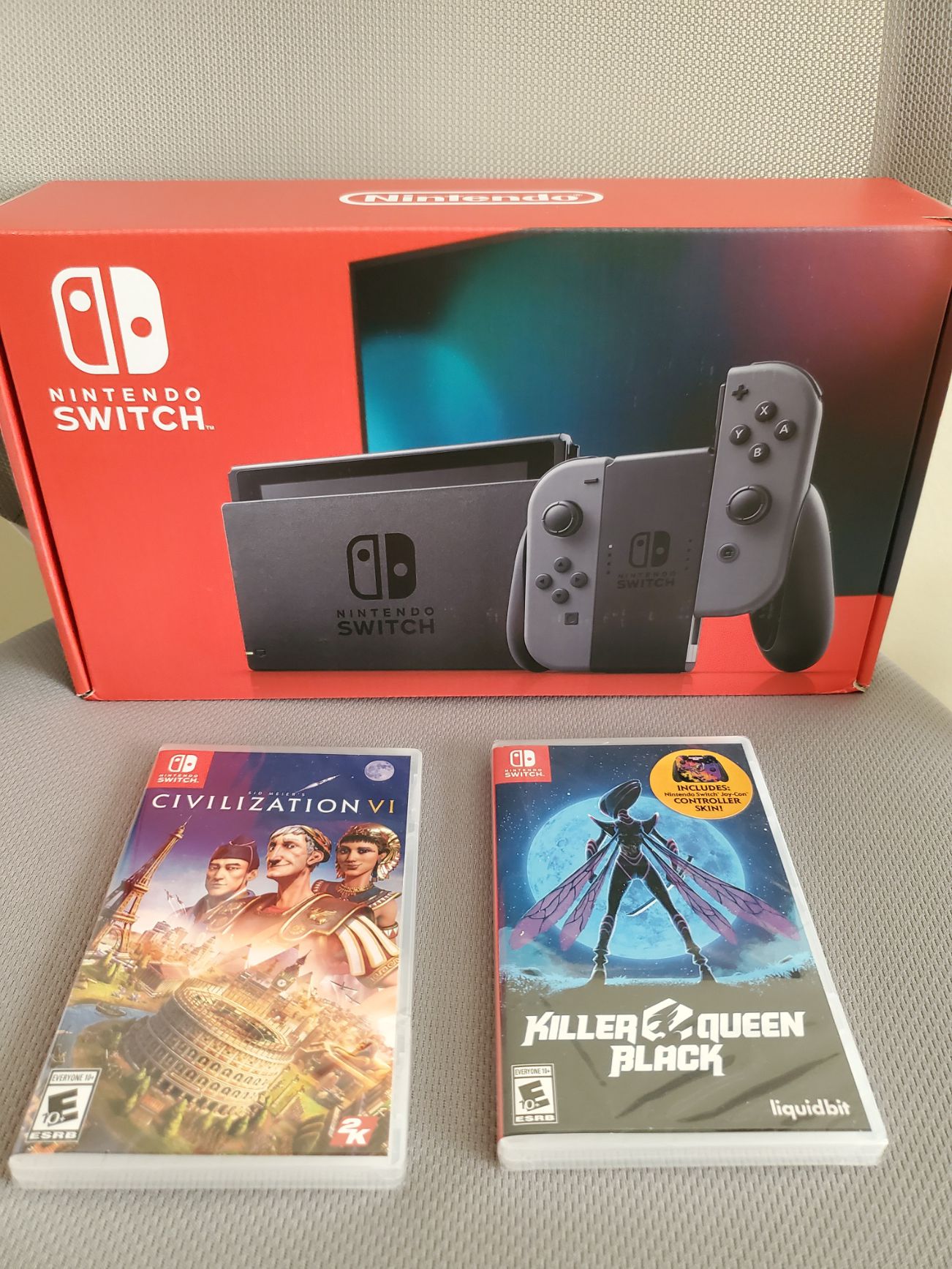 Nintendo Switch V2 Grey with Games (Brand New)