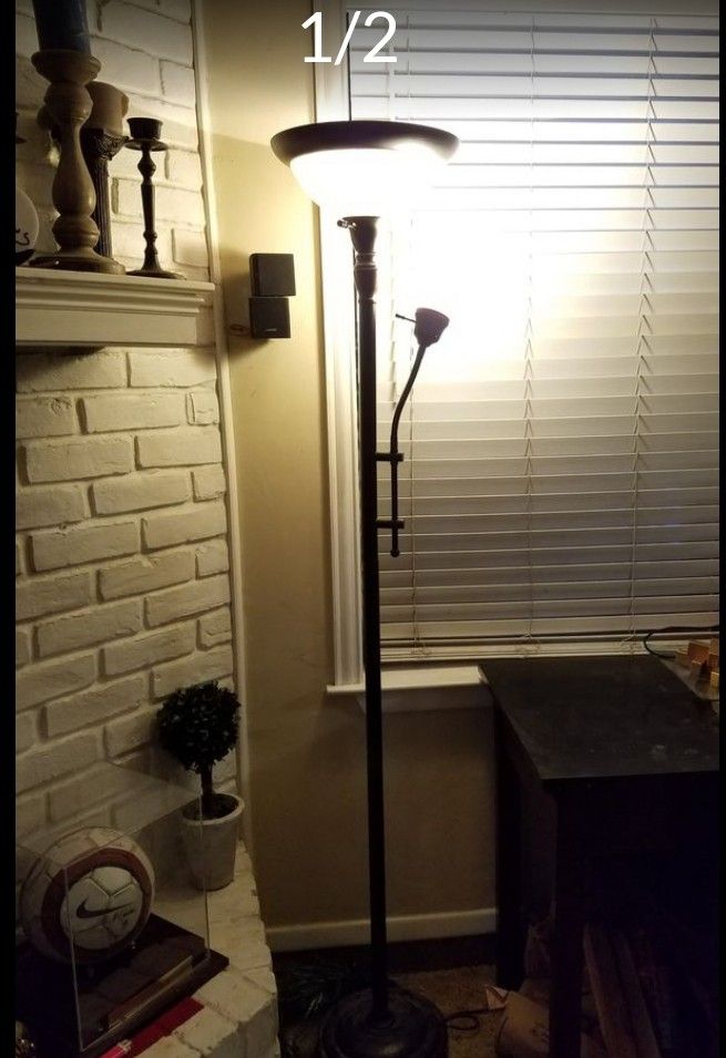 Floor Lamp Bronze with Amber Shades