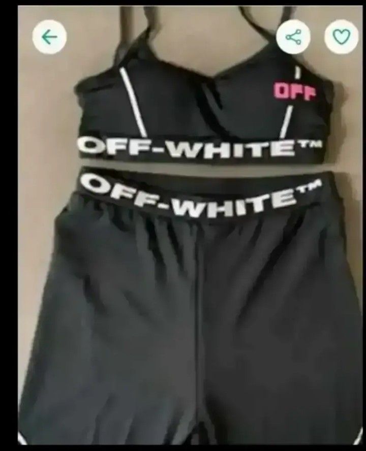 SPORTS BRA n STRETCH PANTS...2-pc .. OFF WHITE. Set .... New . S-M-L - CHECK OUT MY PAGE FOR MORE ITEMS