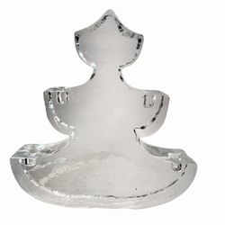 Vtg Wiesenthal Hutte Art Ice Glass Christmas Tree Candle Holder Clear MCM Decor