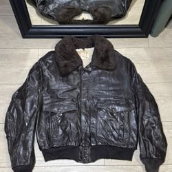 Vintage 1980s Excelled Aviator Style Leather Jacket G1 Flight Brown Bomber 