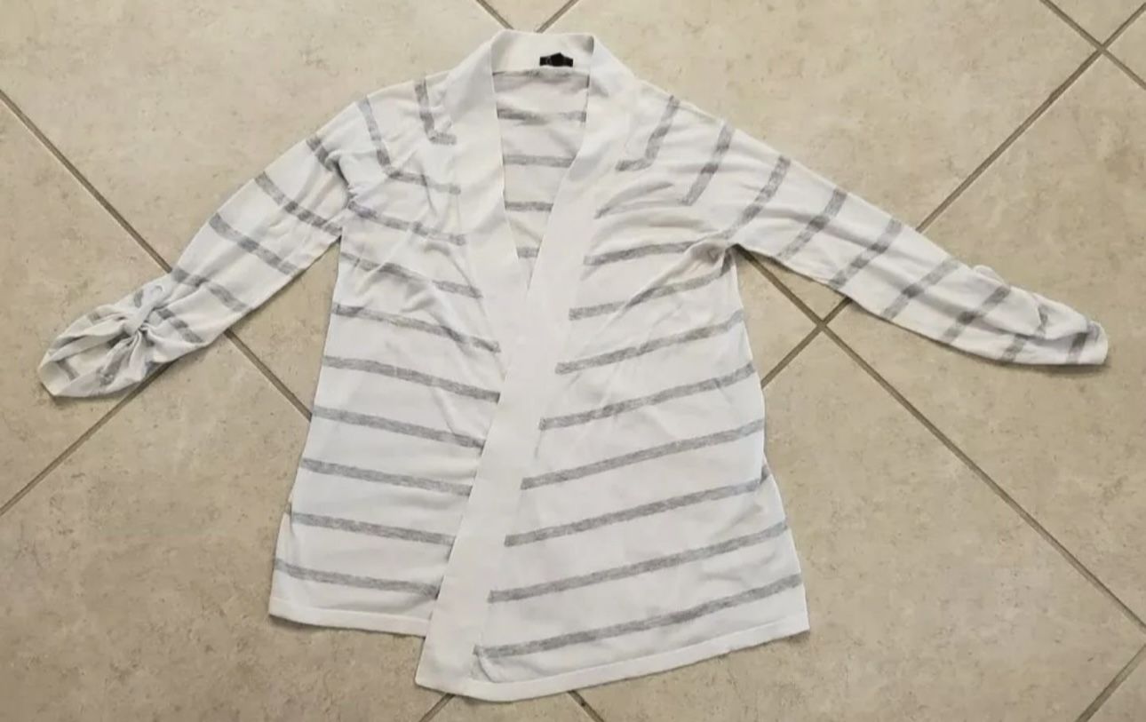 Women's Express Open Front Cardigan Size M White Grey