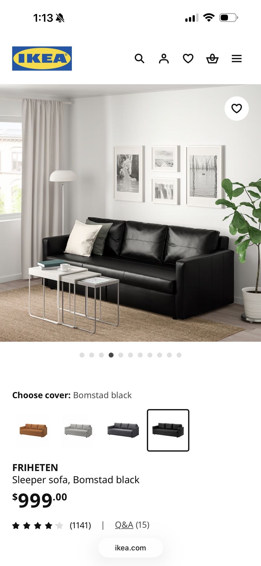 IKEA Leather Sofa Bed