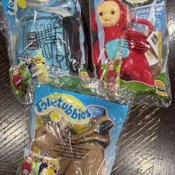 Burger King Teletubbies Teletubby lot of 3 sealed plush Vacuum Bunny Tinky Winky