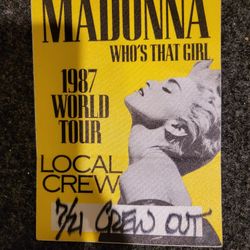 Madonna 1987 WORLD TOUR PASS memorabilia 