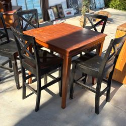 Bar Height Square Table And Six Chairs