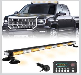 45.5" 128 LED Roof Top Strobe Light Bar Amber &  White Emergency Lights