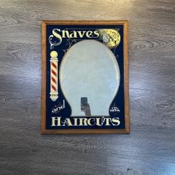 Vintage Shaves and Haircuts Barber Mirror 
