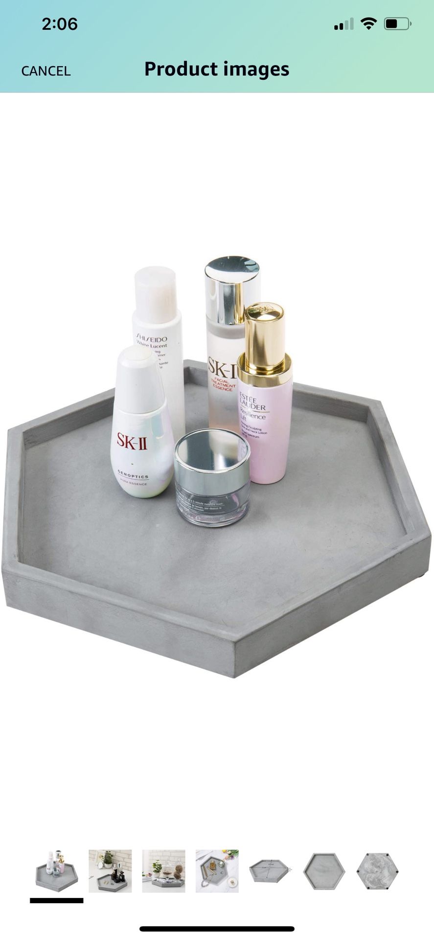 MyGift Modern Gray Concrete Hexagonal Decorative Display Bathroom Vanity Tray
