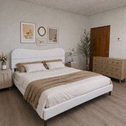 New Boucle Queen Bed+ Mattress Free Delivery 
