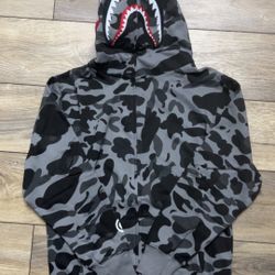 Gray And Black Bape Shark Hoodie
