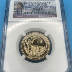 2015 W Sacagawea Dollar NGC MS 67 PL  Enhanced Finish ~ Mohawk Ironworkers ~
