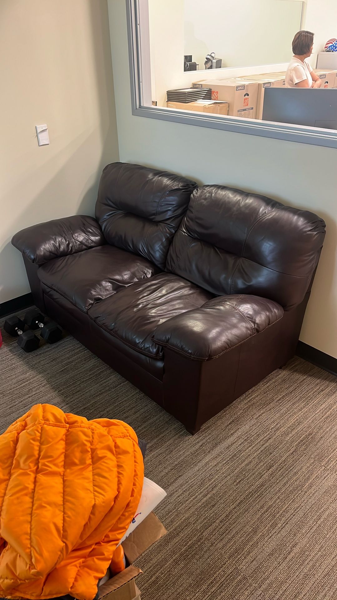 Leather Plush 2 Person Couch