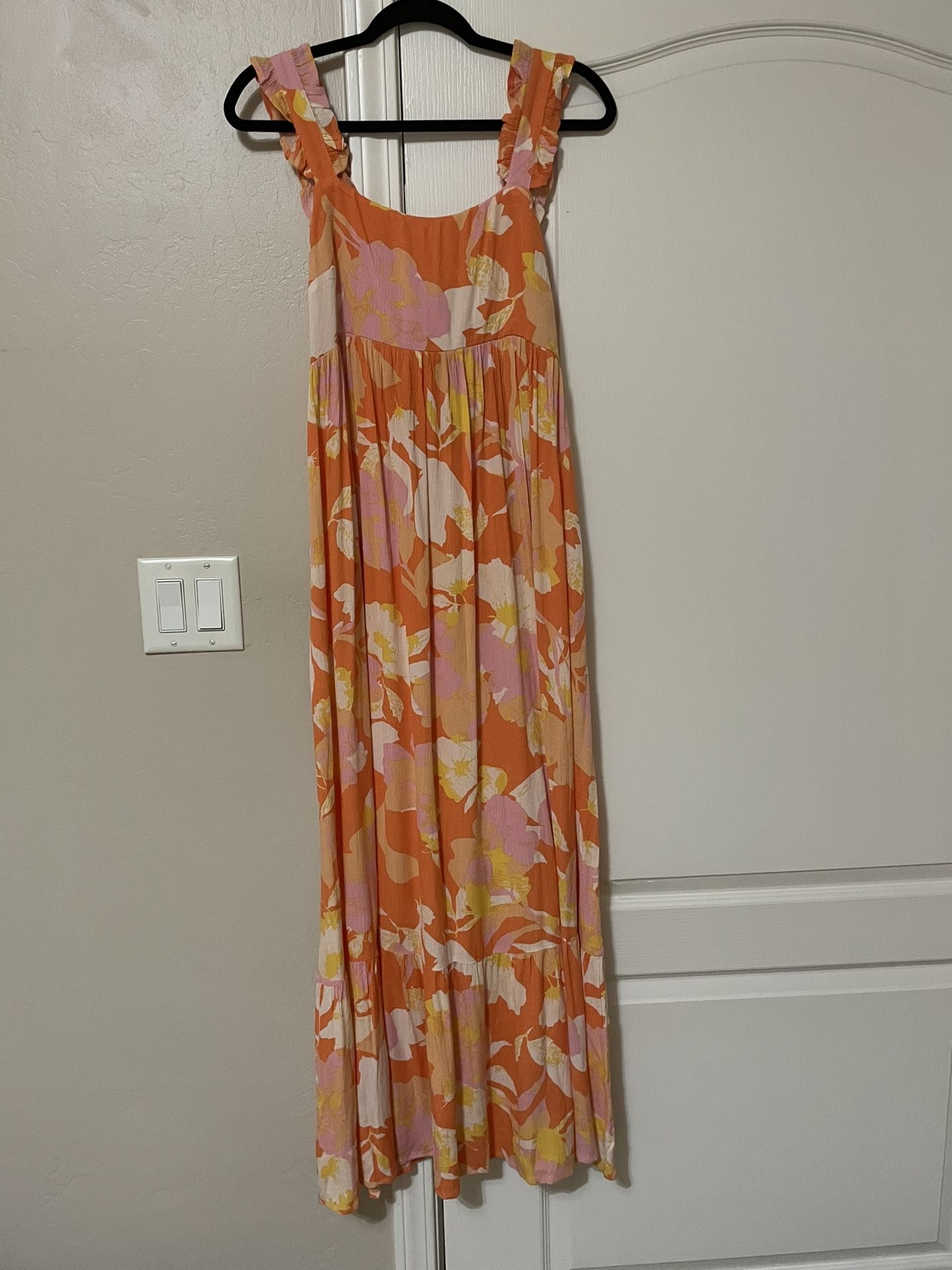 Women’s Orange And Pink Floral Maxi dress- Medium