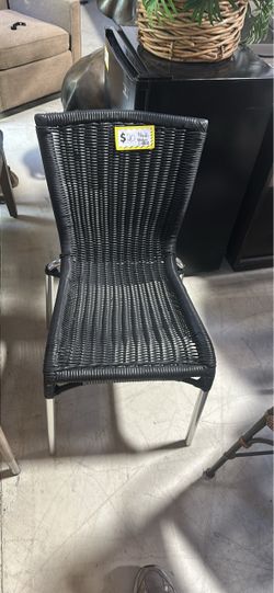 Black Wicker Chair with Metal Frame