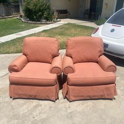 Thomasville Accent Chairs Set Orange Fabric Color