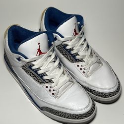 Size 12 Jordan Air Jordan 3 Retro True Blue 2011 White Blue Men 136064-104