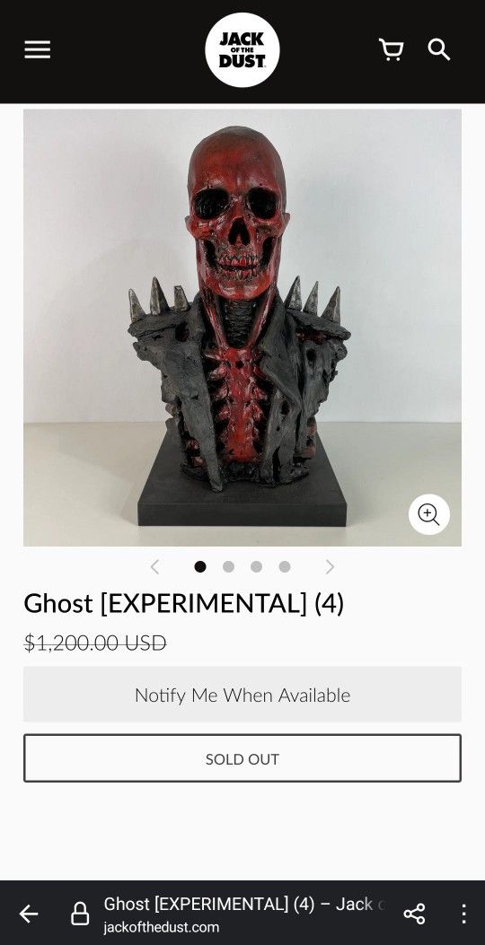 1 Of 1 - Experimental - Ghost Skull Bust - Jack Of The Dust - Brand New