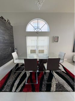 Glass Dining Table Set with 6 Chairs