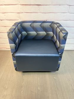 Blue Gray Chevron Barrel Chair