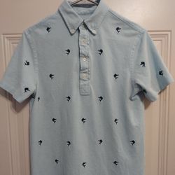 🎣 Ralph Lauren Marlin Fish Button Down Shirt Small Preowned Knit Oxford BG15