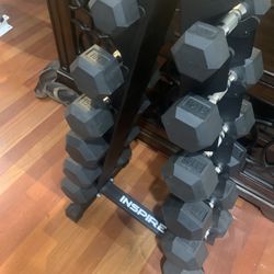 Like New Inspire Rubber Dumbbells 5s-30s