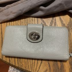 Authentic Coach Grey Wallet with YKK Zipper with Clasp Closure