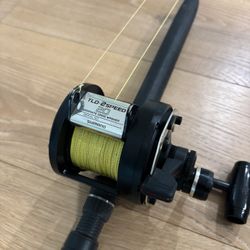 Shimano TLD 20 2-Speed fishing rod and reel.