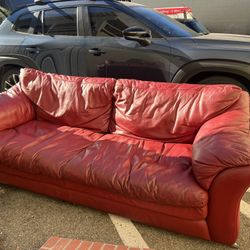 Red Leather Couch 
