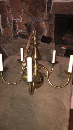 Brass 5-Arm Candelabra Chandelier